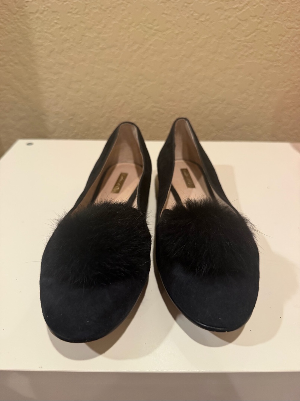 Louise et Cie Black Suede Pom-Pom Loafers - Women